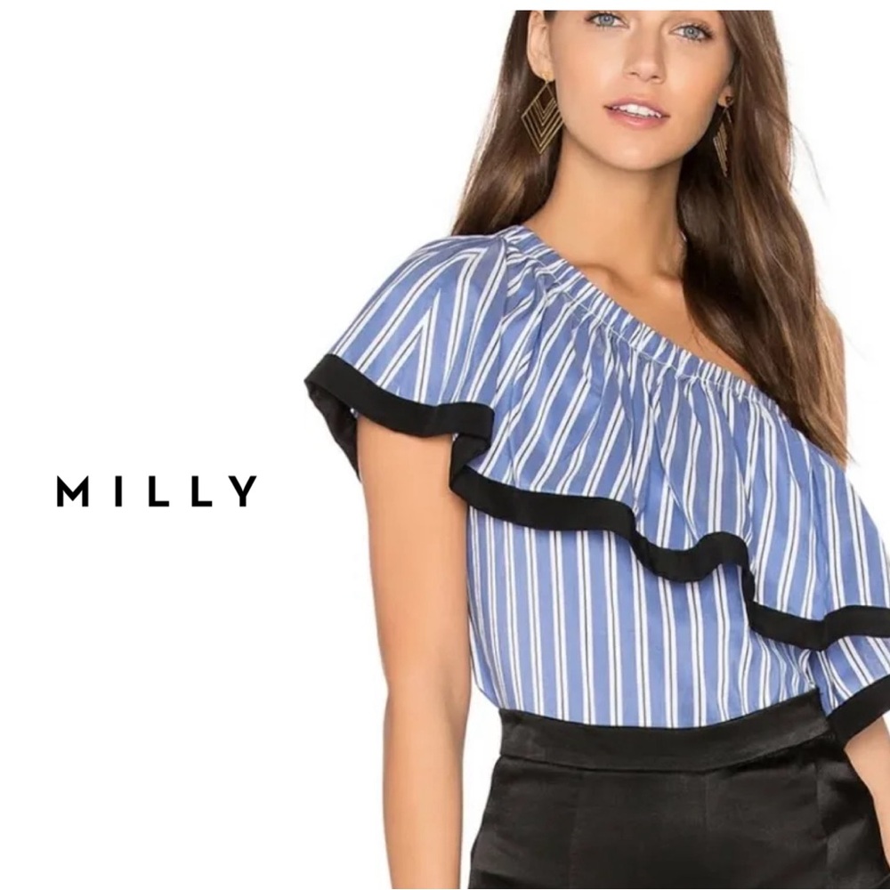 Milly One shoulder striped top